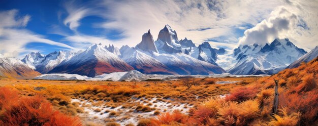 Photo paysage de patagonie de la montagne des andes à torres del paine chili generative ai