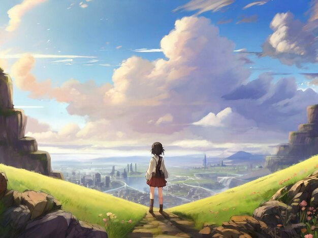 Le paysage de la personne dans l'anime