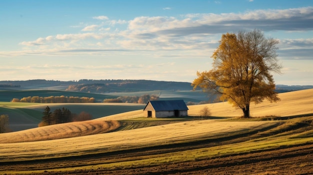 Paysage pittoresque de la campagne le matin de Thanksgiving