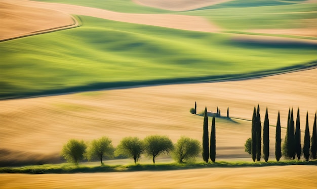 Paysage pittoresque de la Toscane avec des collines vallonnées