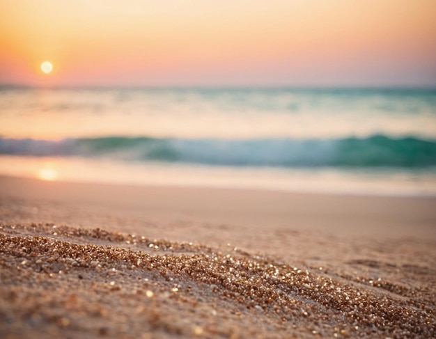 Un paysage de plage abstrait avec des sables concentrés et un bokeh éthérique