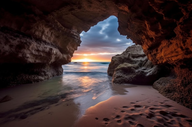 Photo paysage de plage caché dans une alcôve