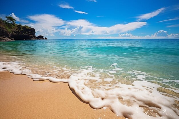 Le paysage d'une plage entourée