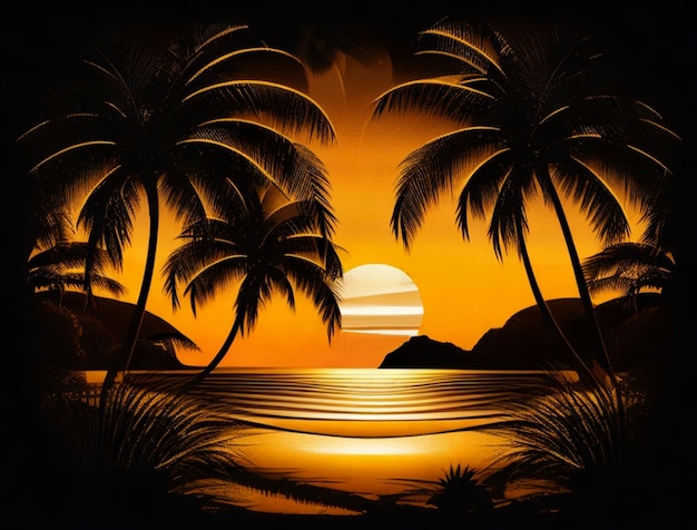 paysage de plage fond de coucher de soleil doré