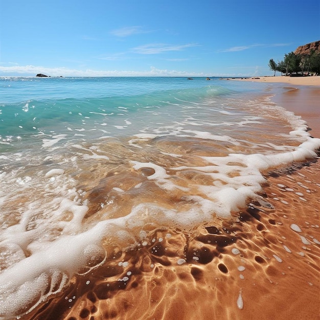 Le paysage de la plage de l'harmonie du sable et du surf