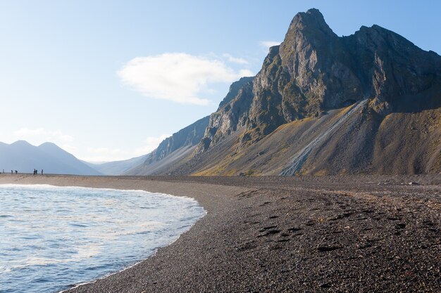 Paysage de plage de lave de Hvalnes, point de repère de l'est de l'Islande. Paysage d'Islande