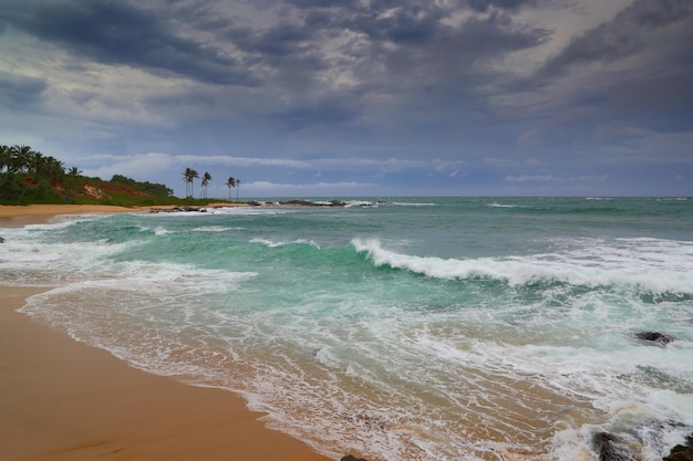 Paysage de plage orageuse mer