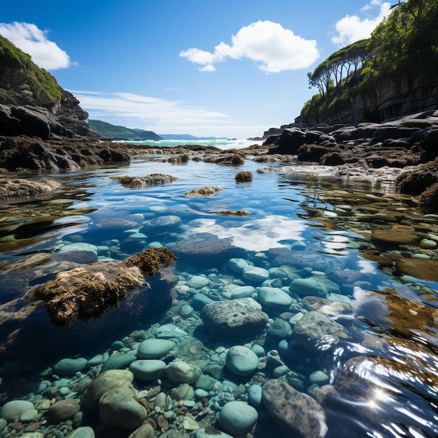 Le paysage de la plage des piscines de marée tropicale