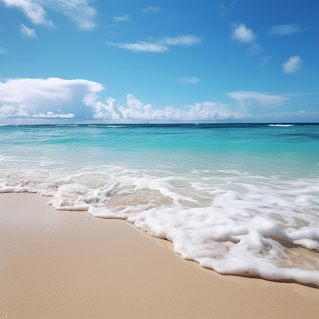 Paysage de plage serein avec amplement d'espace dans le ciel et les eaux