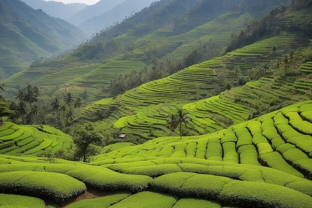 Photo le paysage des plantations de thé vert