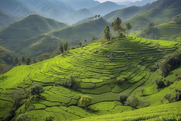 Photo le paysage des plantations de thé vert