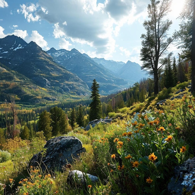 Le paysage des prairies de la majesté d'été Photo