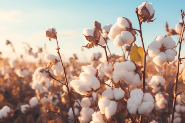 paysage proche d'une plante à fleurs de coton naturel blanc organique