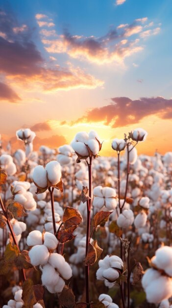 paysage proche d'une plante à fleurs de coton naturel blanc organique