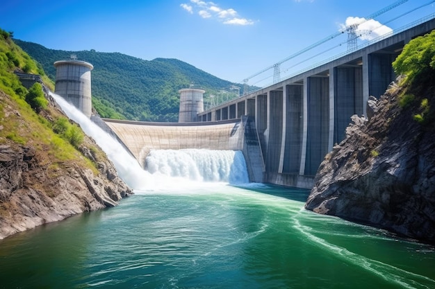 Photo paysage réservoir d'eau puissance nature lac barrage électricité hydroélectrique béton énergie rivière