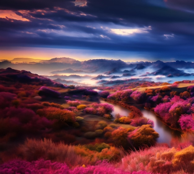 Photo un paysage de rêve coloré