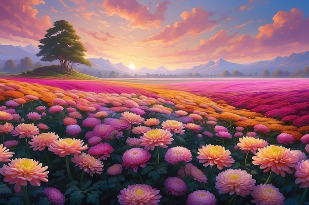 Le paysage de rêve du chrysanthème