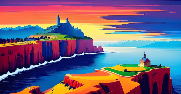 Paysage Rocky Cliffs Edge of mountain Fond d'écran Concept Art réussi AI Généré pour les messages instagram de peinture murale sur les réseaux sociaux