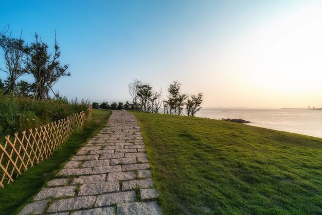 Paysage de route du parc de l'île de Qingdao