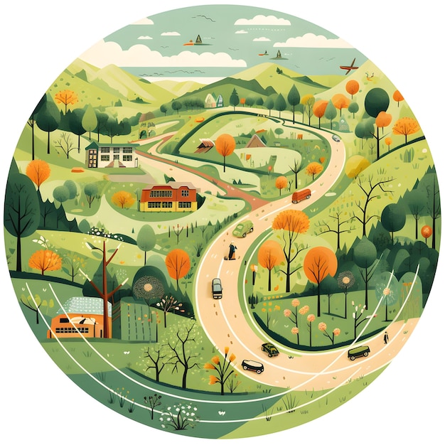 Photo paysage de route de ville illustration circulaire