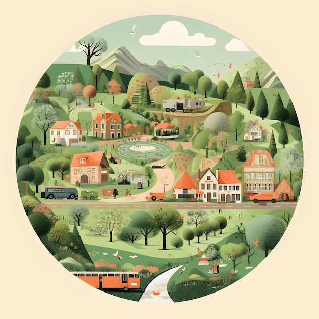 Paysage de route de ville illustration circulaire