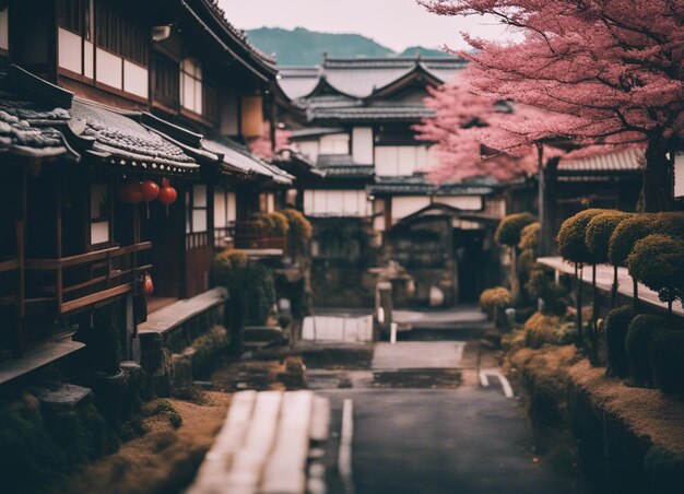 Photo un paysage de rue japonaise