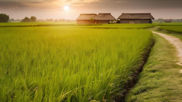 Paysage rural avec des rizières