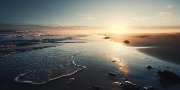 Le paysage serein de l'océan au coucher du soleil