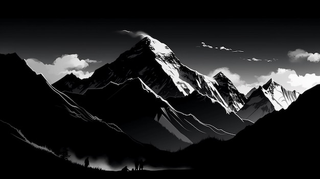 Paysage de silhouette du mont Everest