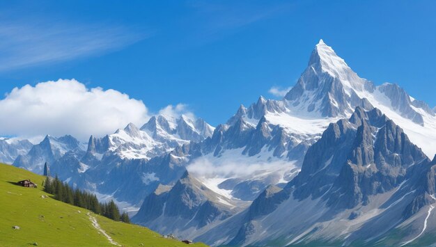 Photo paysage de sommets de montagne dans la région du mont blanc