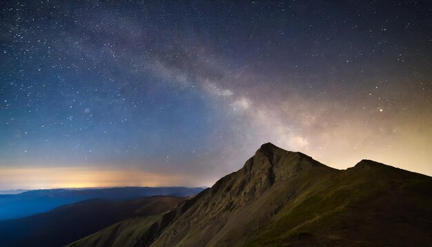 Paysage spatial depuis le sommet d'une chaîne de montagnes