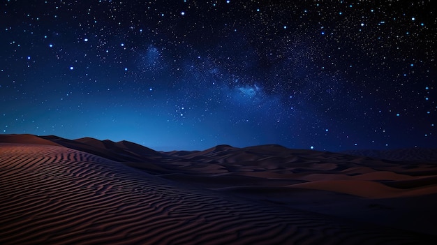 Paysage stellaire arabe avec une silhouette de dunes de sable pendant le mois sacré