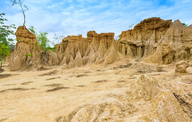 Paysage De Textures De Sol érodé De Piliers, De Colonnes Et De Falaises En Grès,