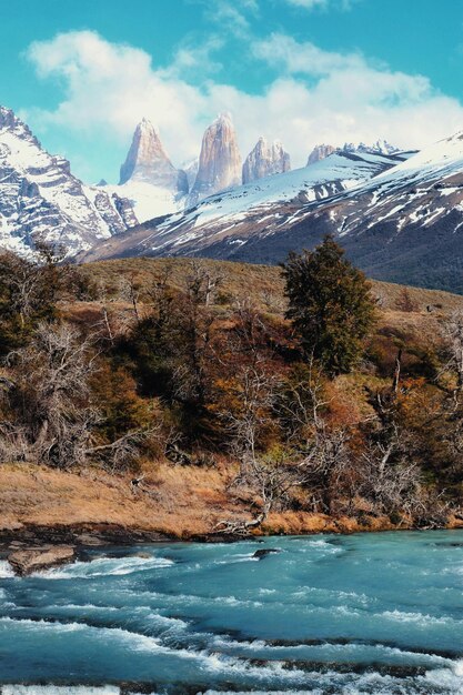 Photo paysage à torres del paine en patagonie chilienne