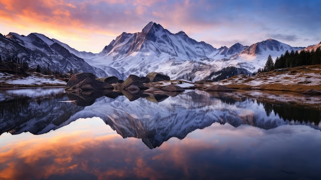 Paysage touristique au sommet de l'aube