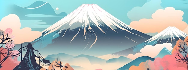 Paysage traditionnel des montagnes Fuji japonaises