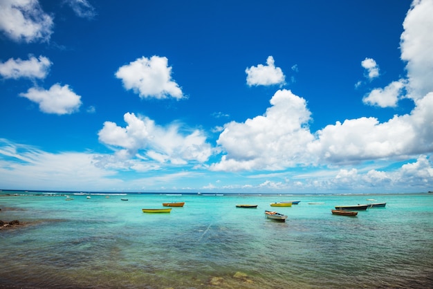 Paysage tropical de la belle plage sauvage avec des rochers sous l'eau