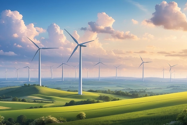 Paysage avec une turbine éolienne