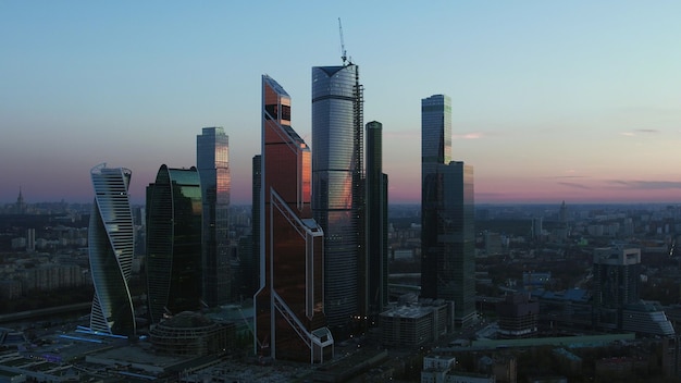 Paysage urbain aérien de moscou avec centre d'affaires russie