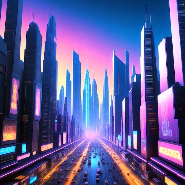 Le paysage urbain cyberpunk dynamique