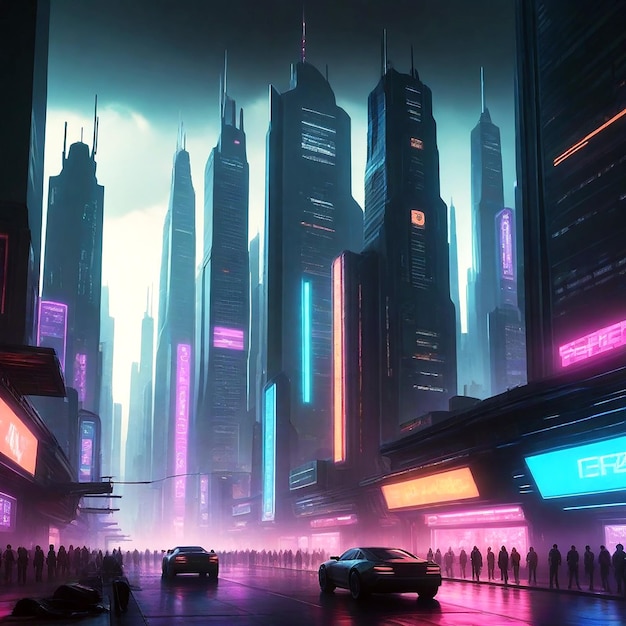 Le paysage urbain cyberpunk dynamique