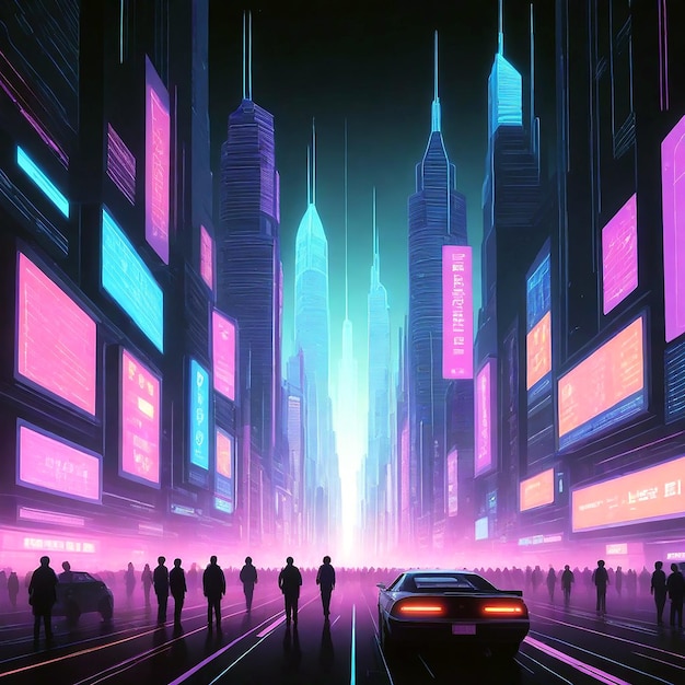 Le paysage urbain cyberpunk dynamique