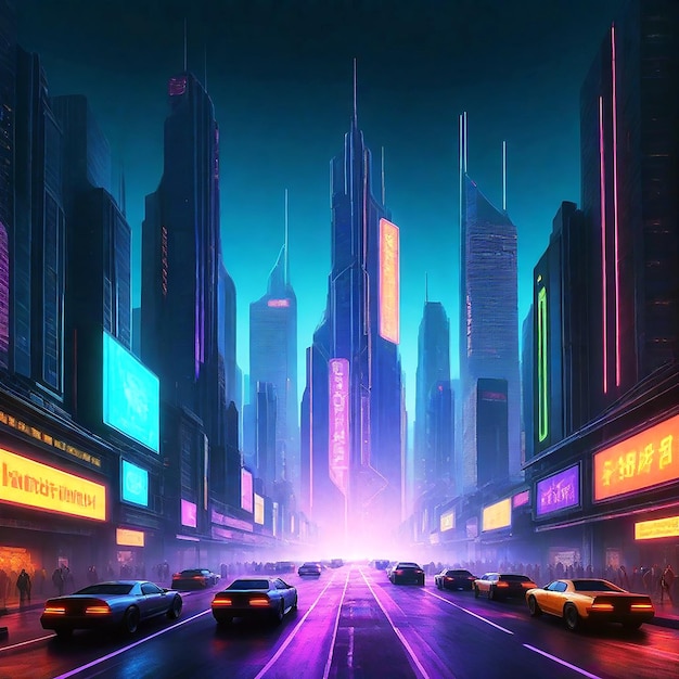 Le paysage urbain cyberpunk dynamique