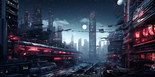 Paysage urbain cyberpunk