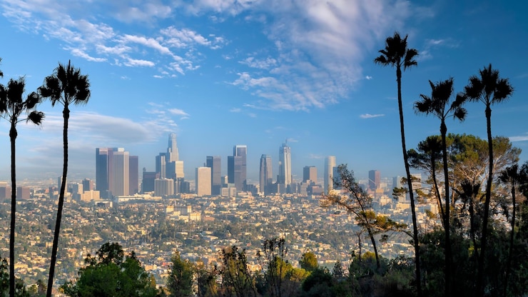 Photo paysage urbain du centre-ville de los angeles en californie, états-unis