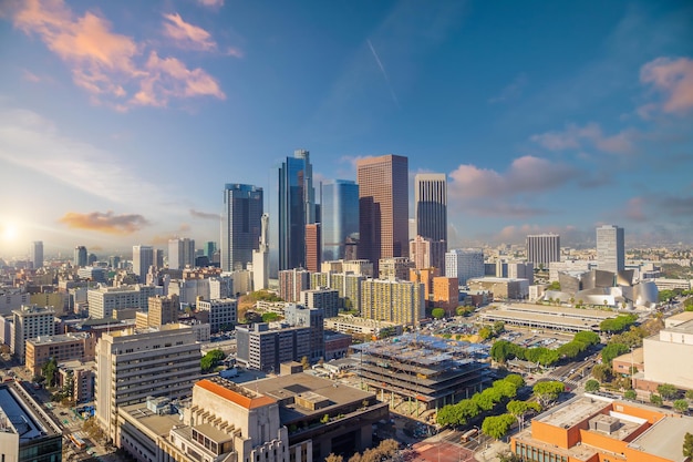 Paysage urbain du centre-ville de Los Angeles sur les toits de la ville de LA