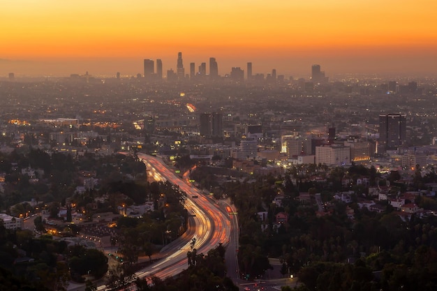 Paysage Urbain Du Centre-ville De Los Angeles Sur Les Toits De La Ville De La