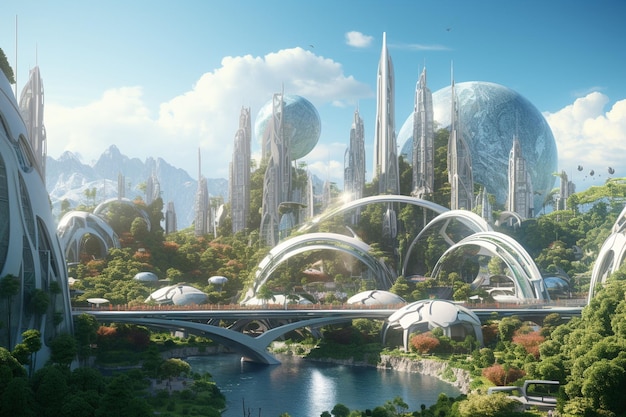 Le paysage urbain du futur avec une architecture durable