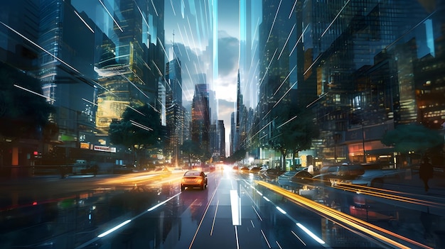 Paysage urbain futuriste le concept de la future IA générative