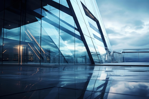 Paysage urbain futuriste avec du verre en acier et des tons froids